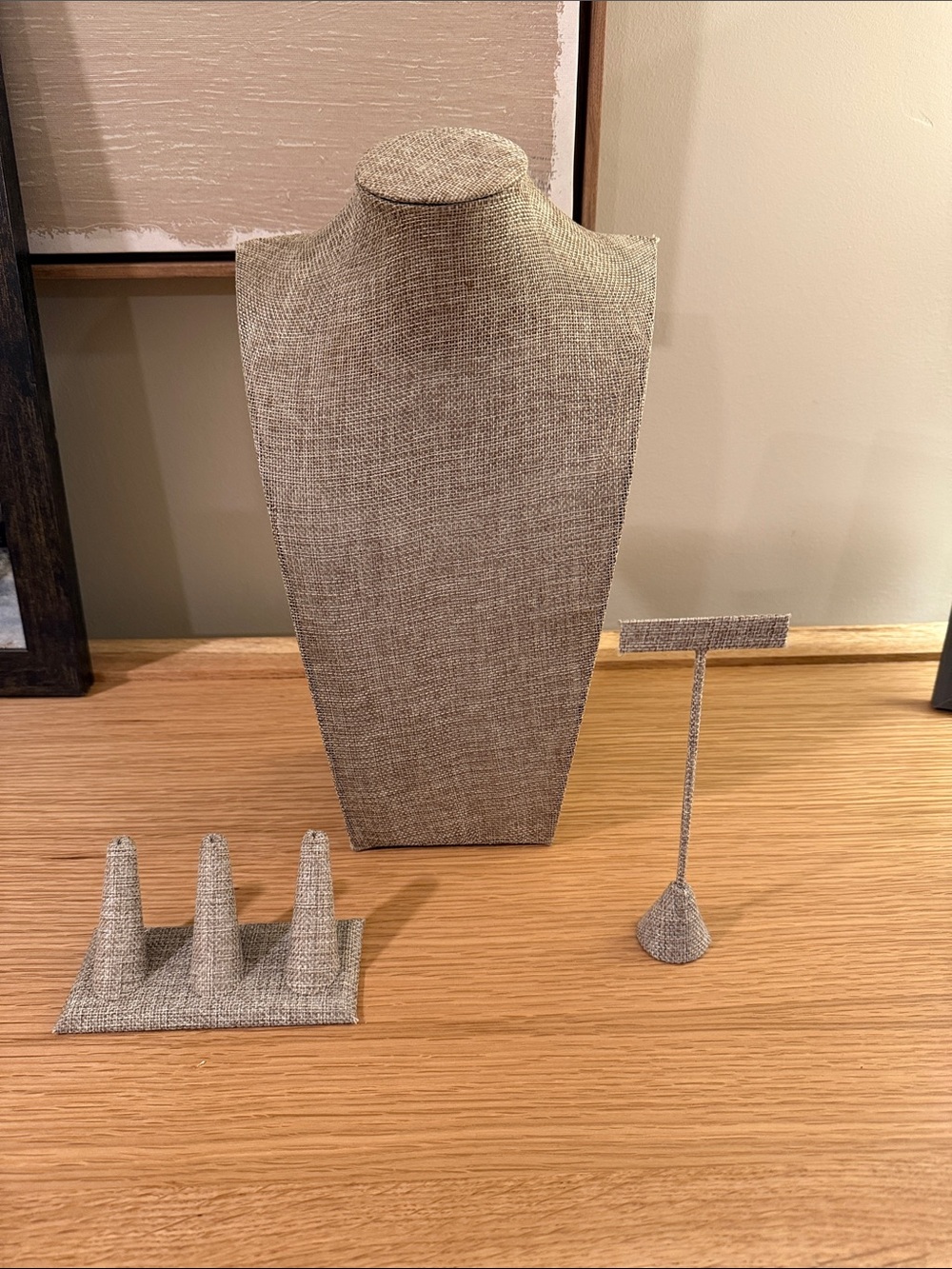 Natural Burlap Linen Jewelry Display Set